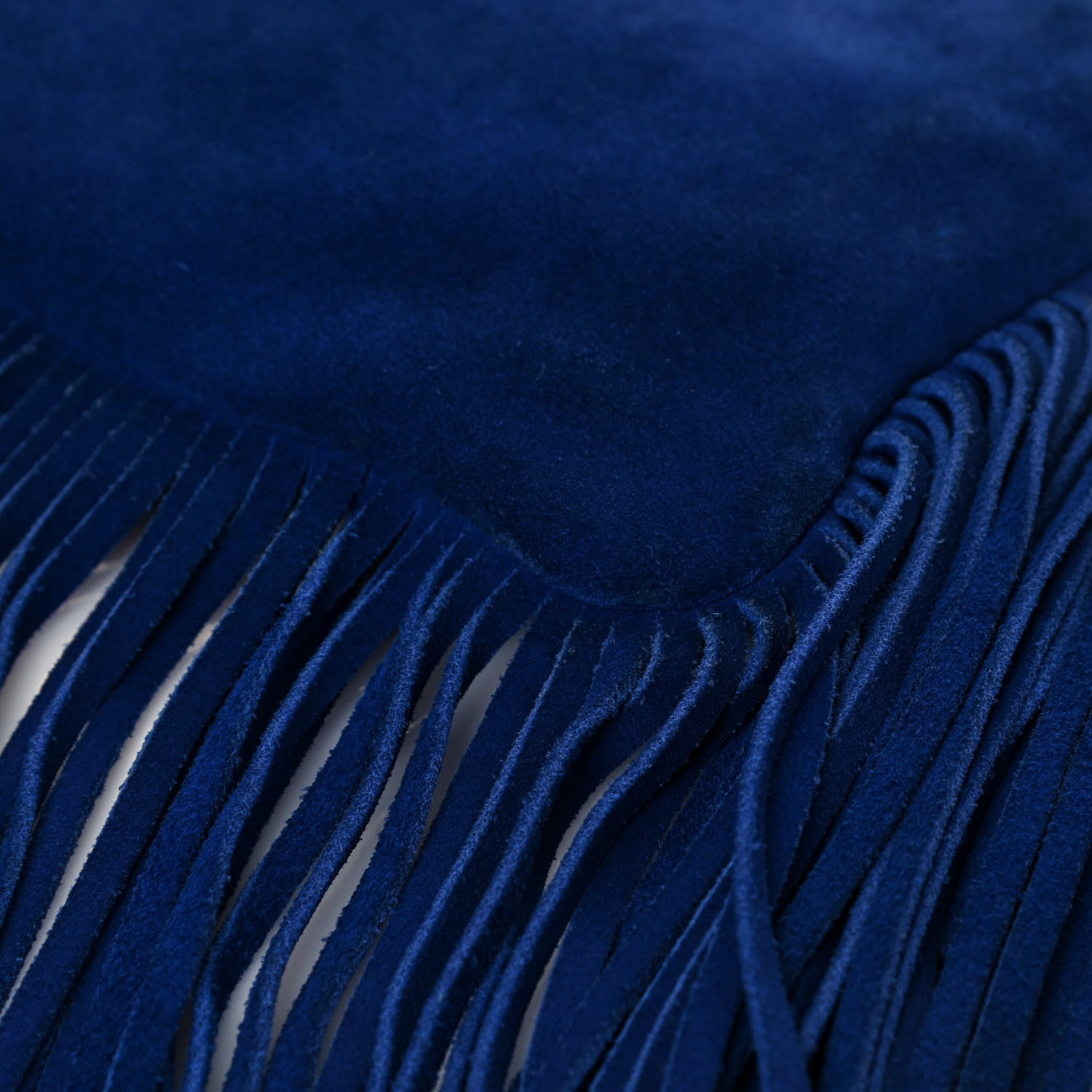 Saint Laurent Suede Calfskin Small Fringe Crossbody Bag Blue 10 of 15