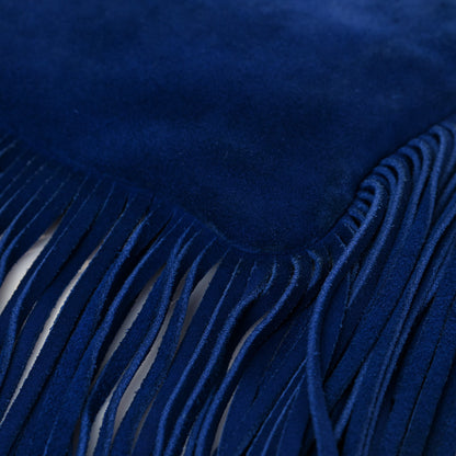 Saint Laurent Suede Calfskin Small Fringe Crossbody Bag Blue 10 of 15