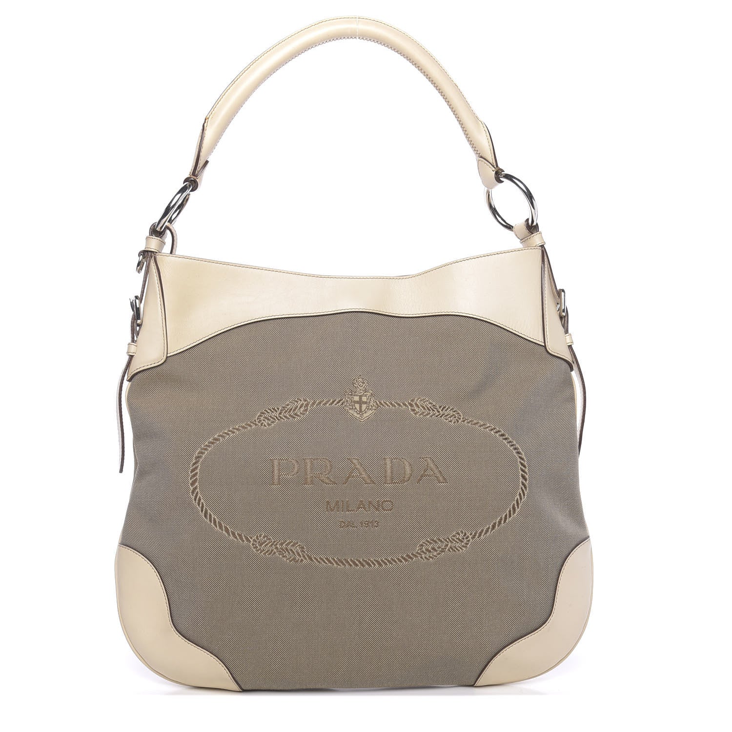 Prada Jacquard Logo Shoulder Bag Corda Cera 1 of 10