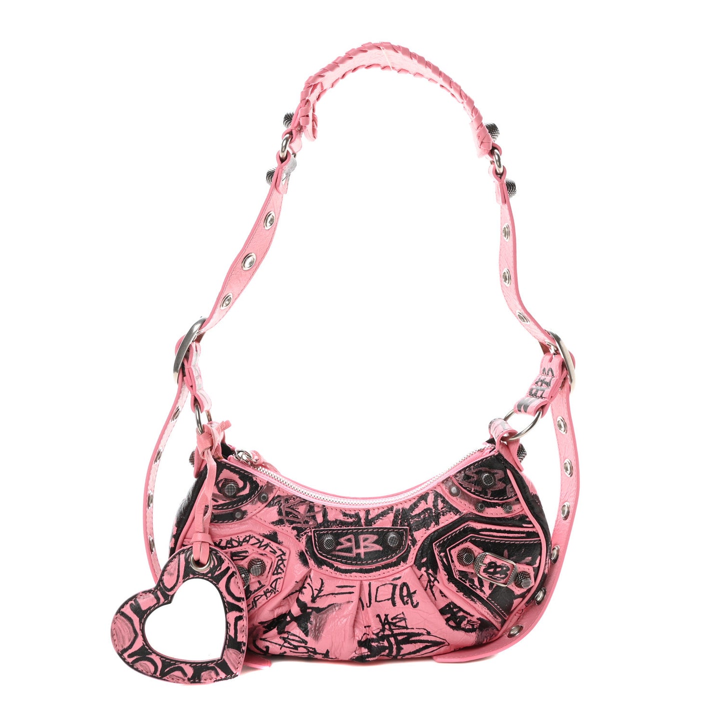 Agneau Arena Graffiti Le Cagole Shoulder Bag XS Sweet Pink