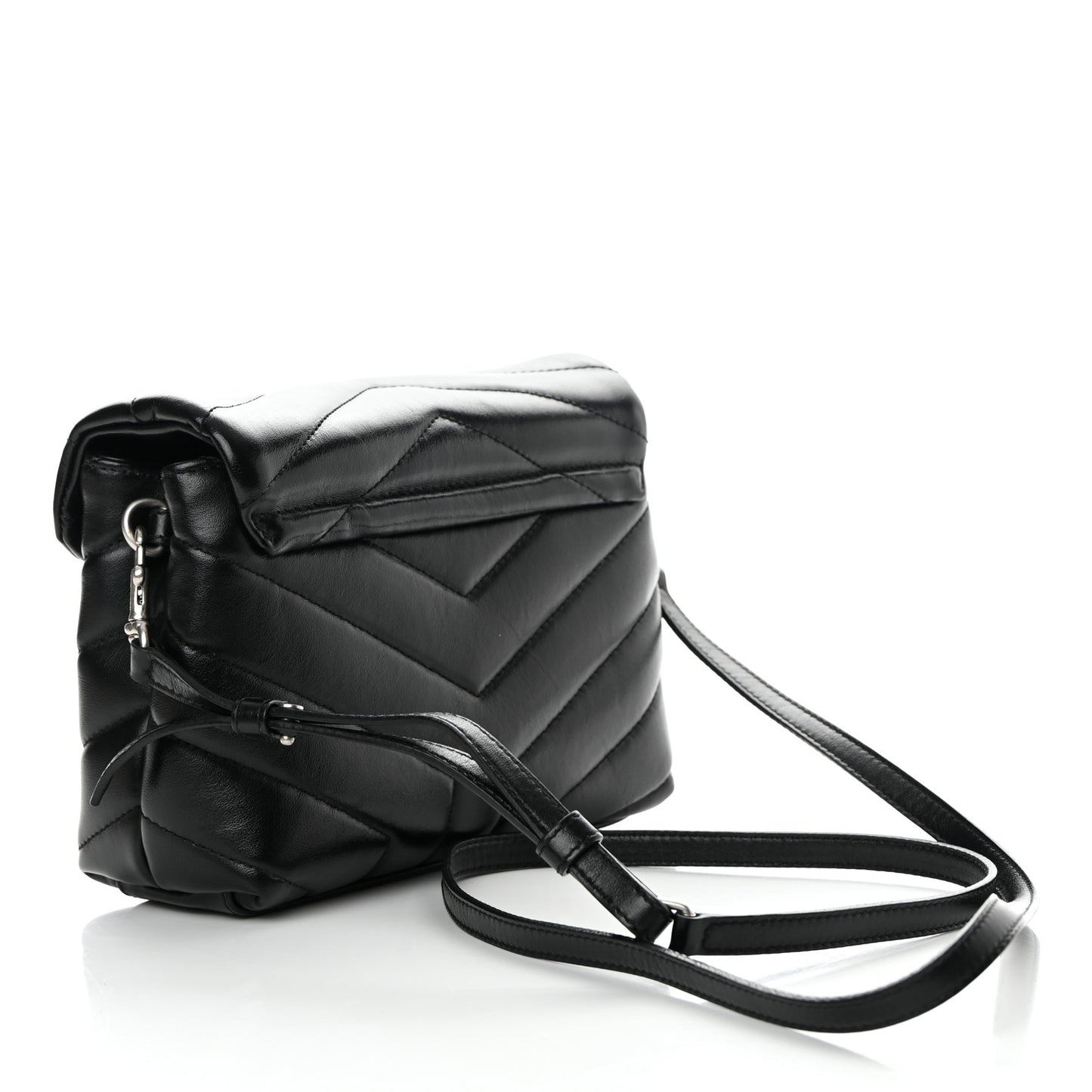 Calfskin Y Quilted Monogram Toy Loulou Crossbody Bag Black
