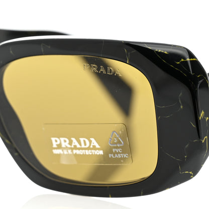 Prada Acetate Symbole Marbled Sunglasses SPR 17W Black Yellow 7 of 8