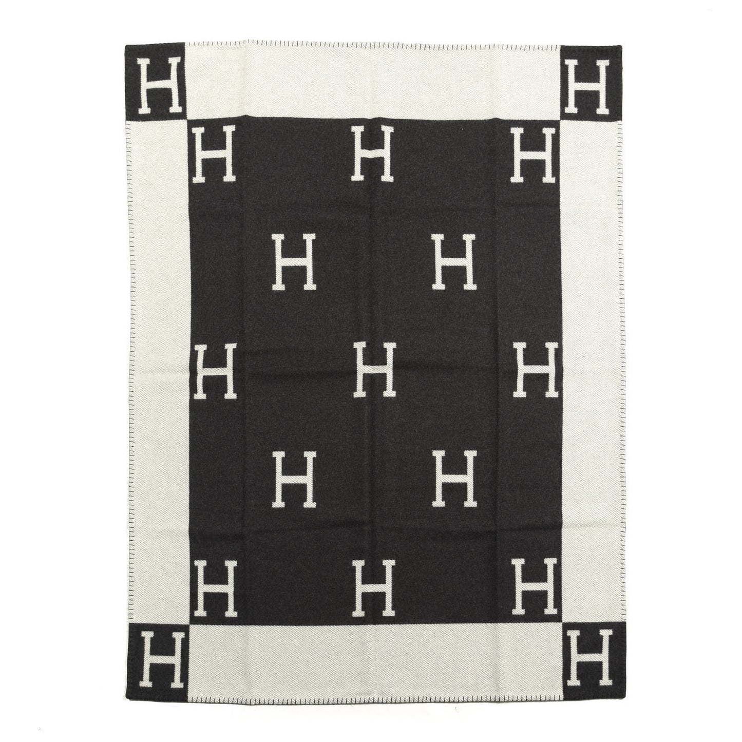 Wool Cashmere Avalon Blanket Ecru Gris Fonce