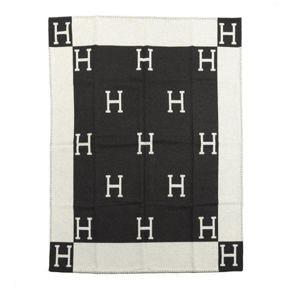 Hermes Wool Cashmere Avalon Blanket Ecru Gris Fonce 1 of 2