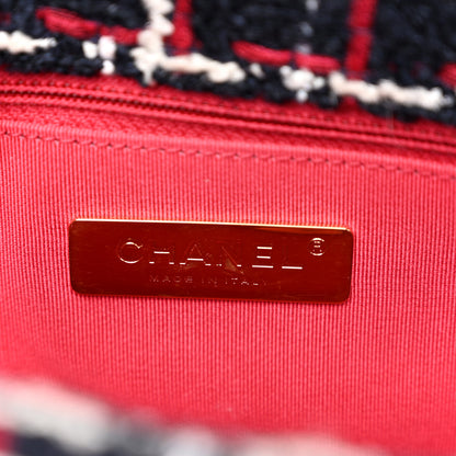 Chanel Tweed Quilted Medium Chanel 19 Flap Navy Blue White Red 6 of 10