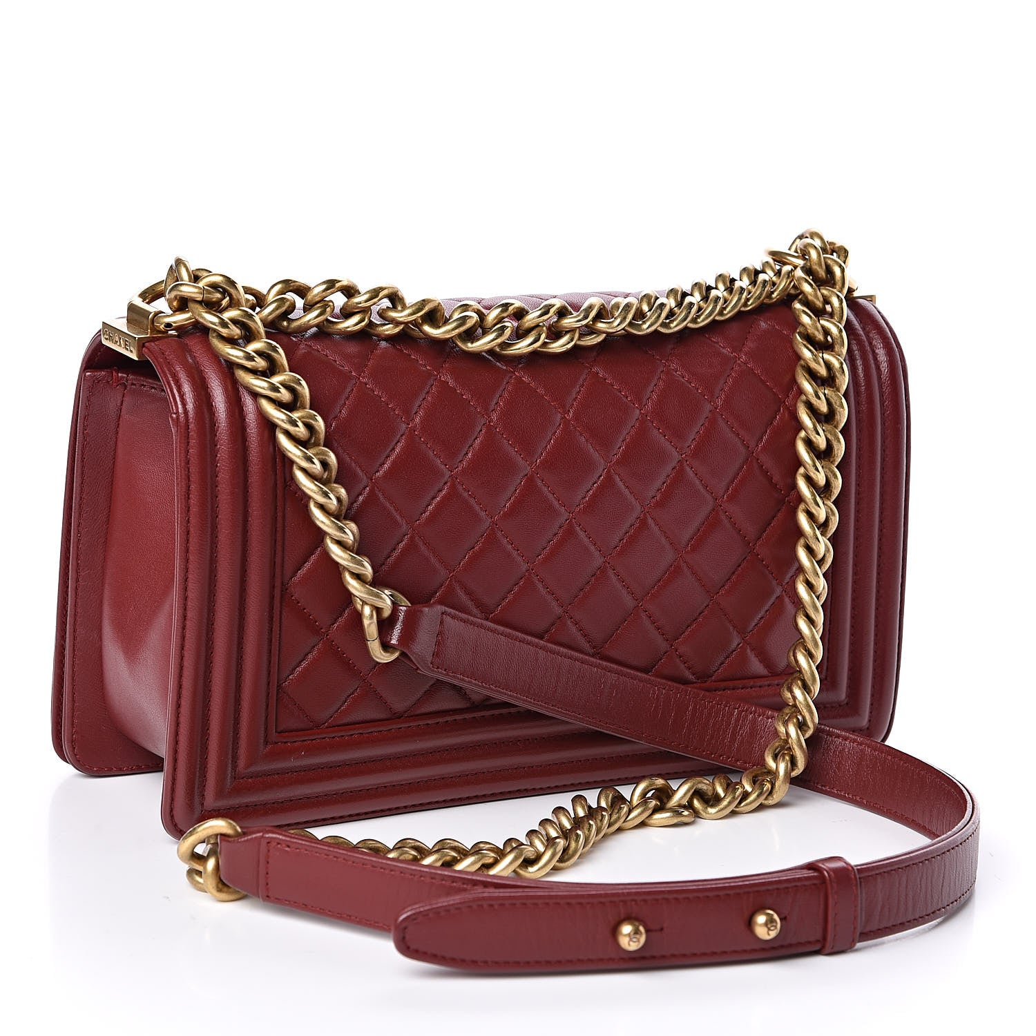 Chanel Lambskin Quilted Medium Boy Flap Burgundy 3 of 12
