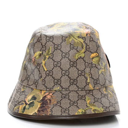 Gucci GG Supreme Monogram Azalea Calfskin Dusty Carnation Retro Interlocking G Bucket Hat Beige Ebony Multicolor 3 of 12