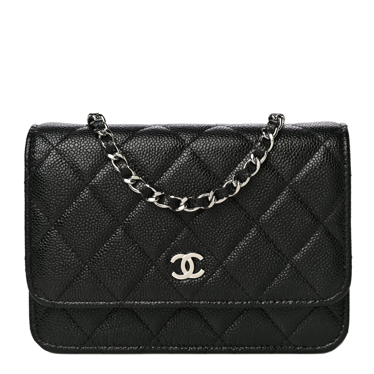 Caviar Quilted Mini Wallet On Chain WOC Black