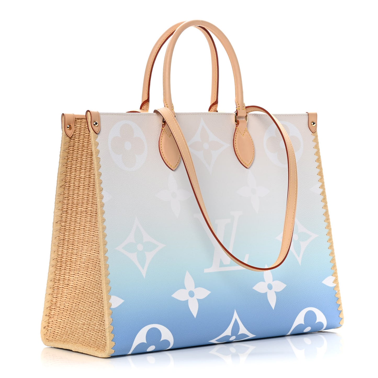 Monogram Giant Raffia Hamptons By The Pool Onthego GM Blue