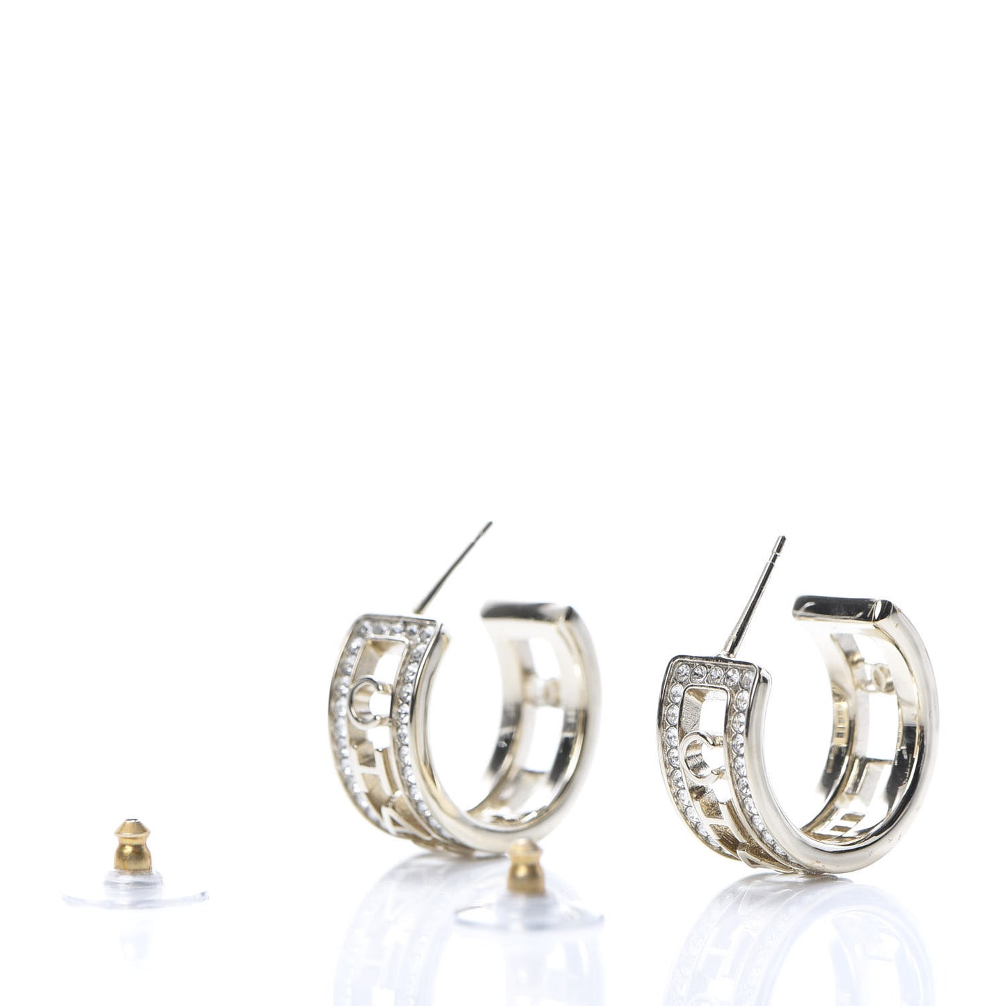 Metal Crystal Bow-tiful CC Hoop Earrings Gold