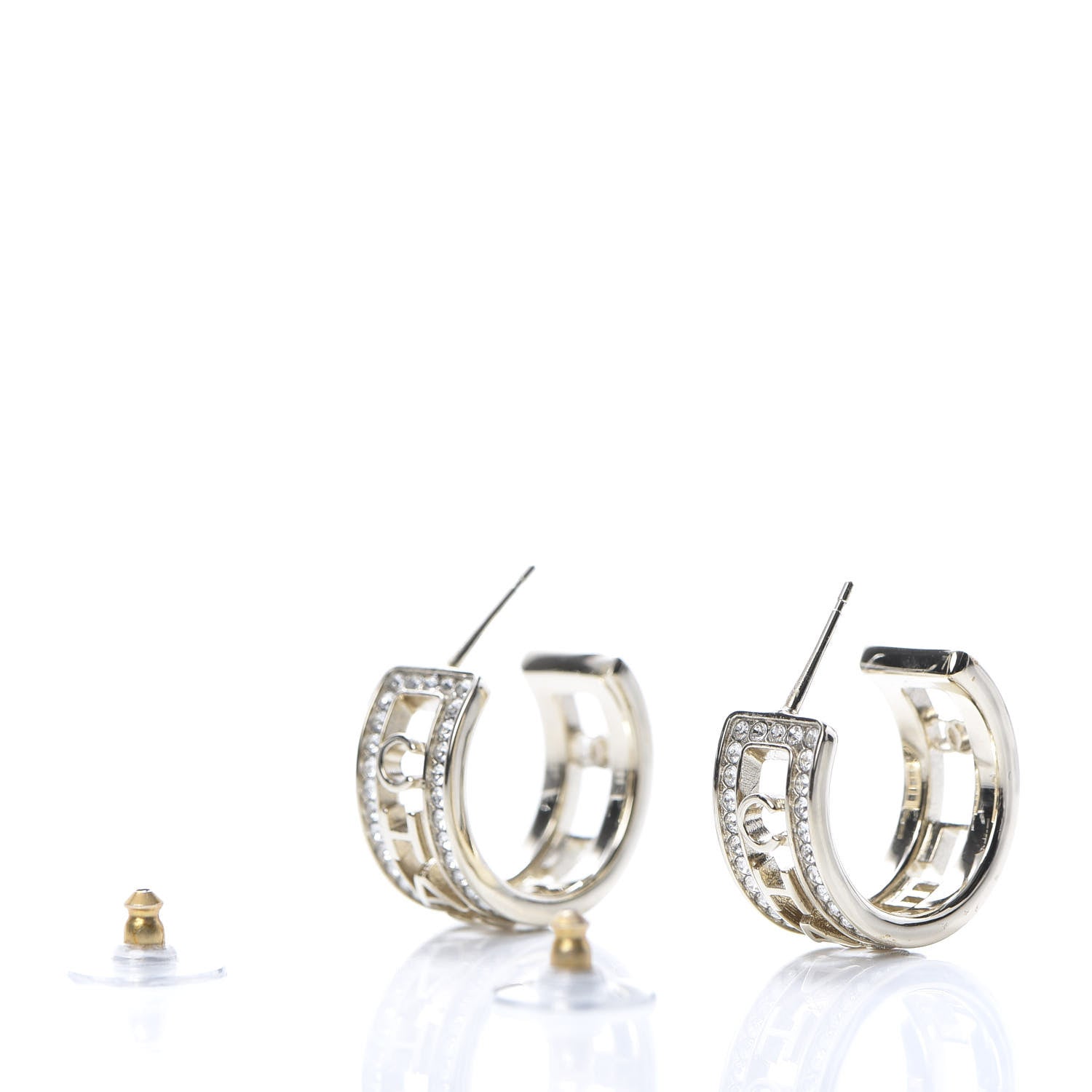 Chanel Metal Crystal Bow-tiful CC Hoop Earrings Gold 4 of 6