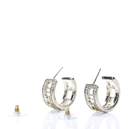 Chanel Metal Crystal Bow-tiful CC Hoop Earrings Gold 4 of 6