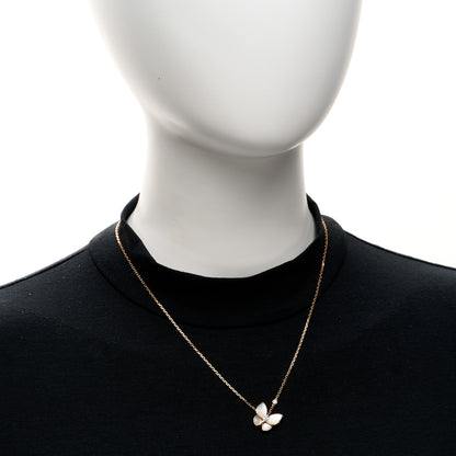 Van Cleef & Arpels 18K Rose Gold Diamond Mother of Pearl Two Butterfly Pendant Necklace 2 of 5