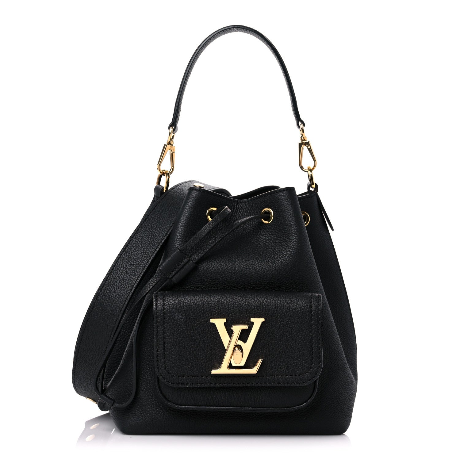 Louis Vuitton Calfskin Lockme Bucket MM Black 1 of 12