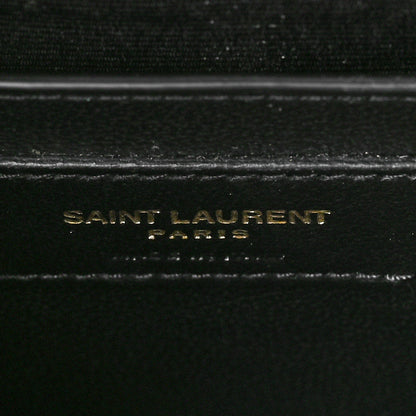 Saint Laurent Grain De Poudre Textured Mixed Matelasse Triquilt Medium Monogram Satchel Black 7 of 9