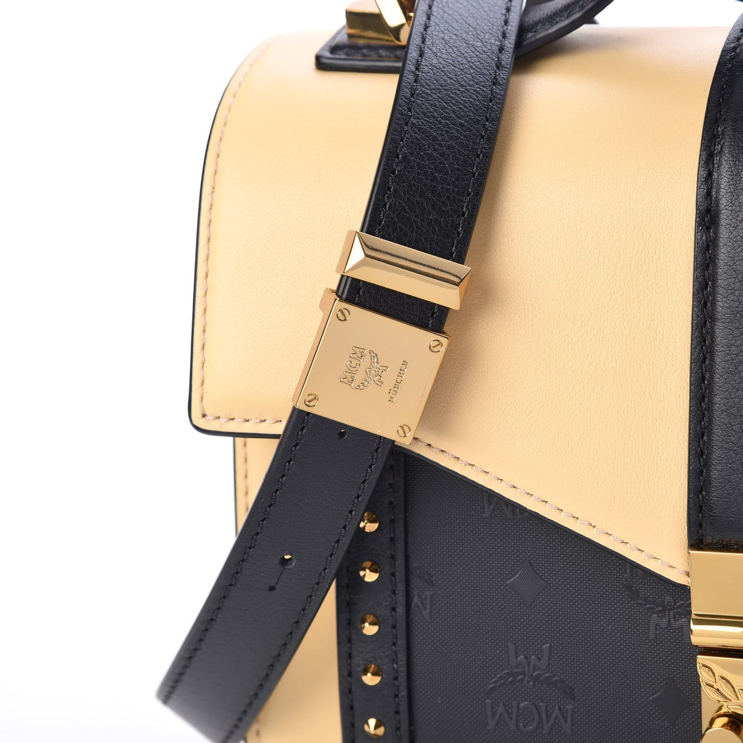 Calfskin Coated Canvas Studded Small Marien Satchel Camomile
