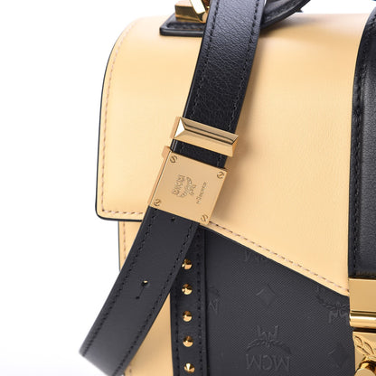 MCM Calfskin Coated Canvas Studded Small Marien Satchel Camomile 7 of 16