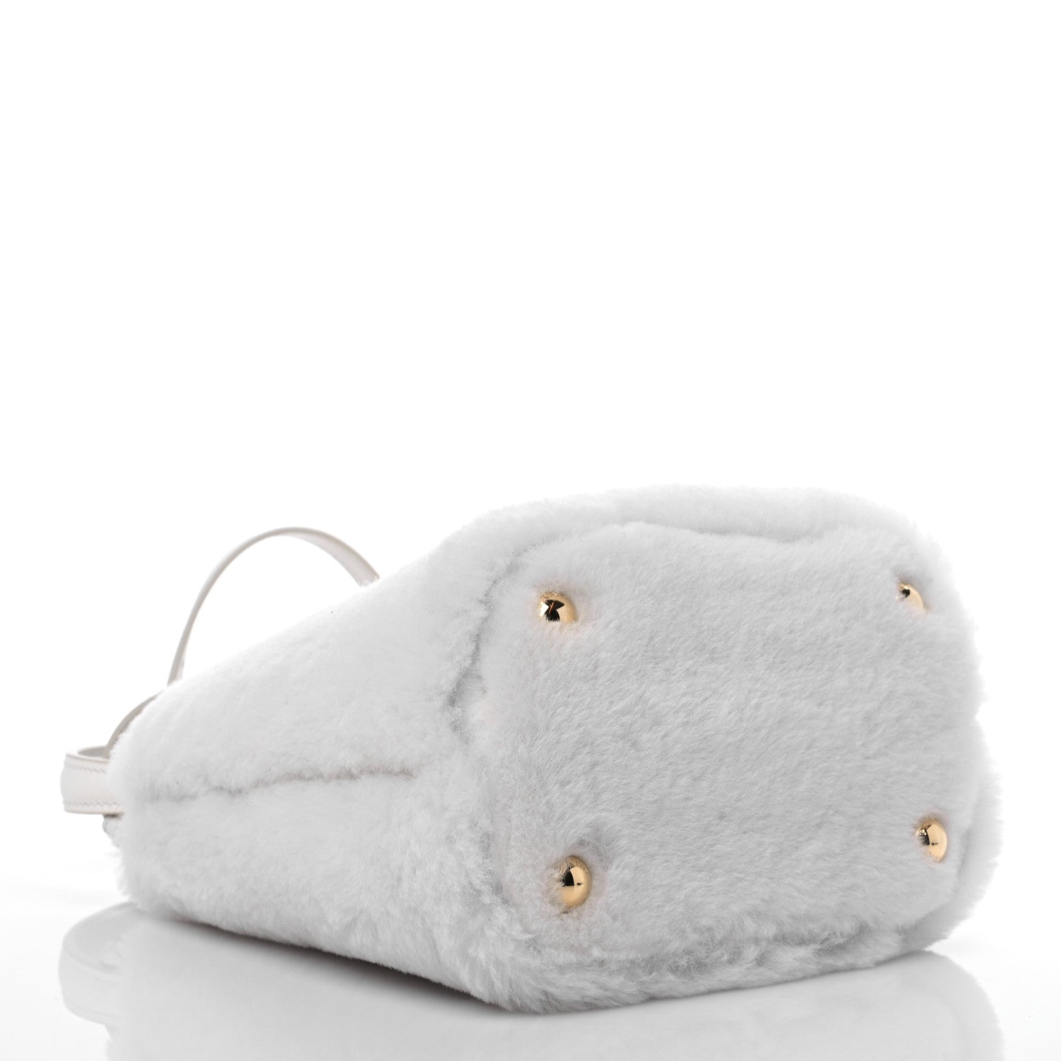 Prada Shearling Saffiano Mini Panier Bucket Bag White 3 of 7
