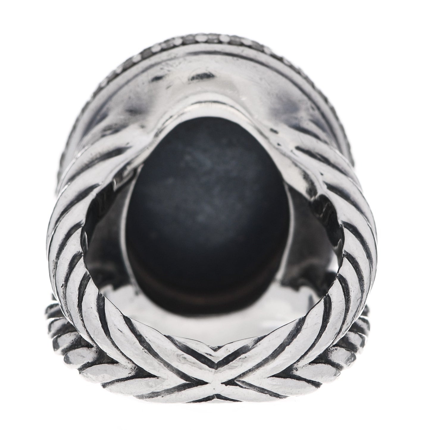 Sterling Silver Diamond Hematite 18mm Signature Oval Ring 47 4.25