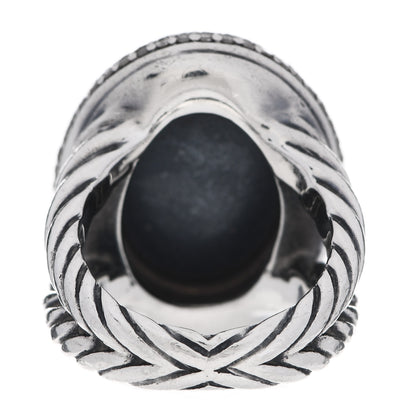 David Yurman Sterling Silver Diamond Hematite 18mm Signature Oval Ring 47 4.25 4 of 6