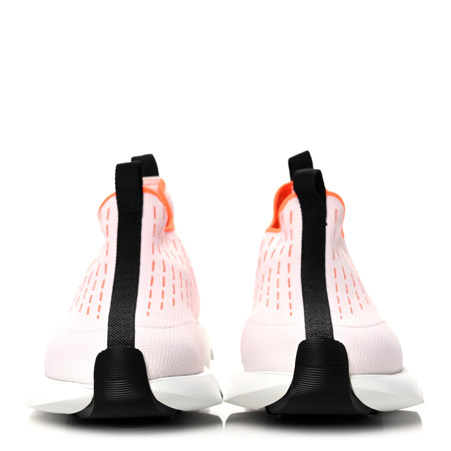 Technical Canvas Goatskin Womens Eclair Sneakers 38.5 White Orange