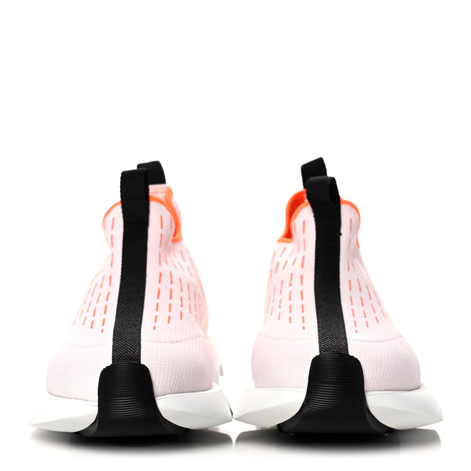 Hermes Technical Canvas Goatskin Womens Eclair Sneakers 38.5 White Orange 2 of 8