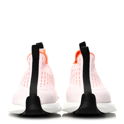 Hermes Technical Canvas Goatskin Womens Eclair Sneakers 38.5 White Orange 2 of 8