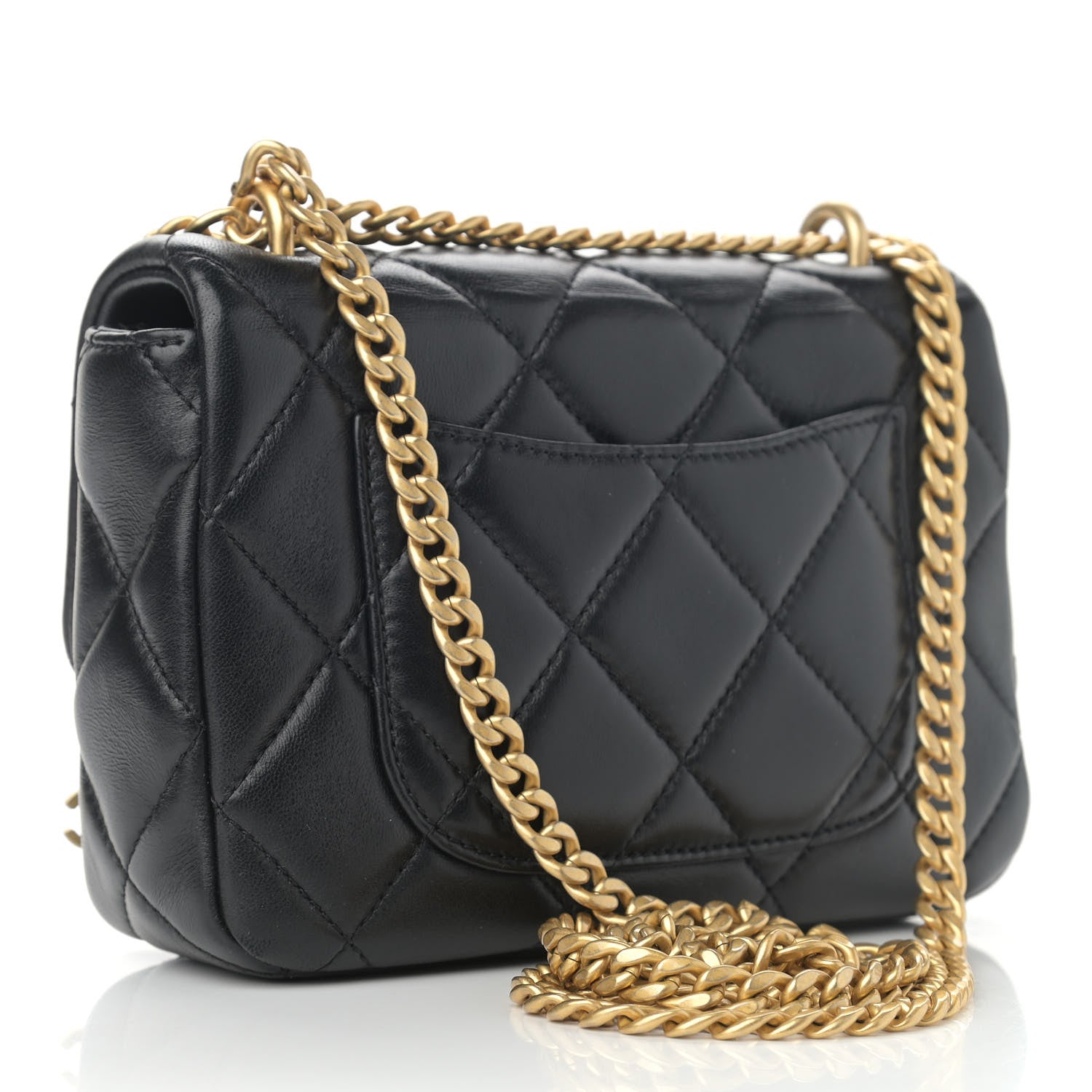Chanel Lambskin Enamel Quilted Mini Pending CC Square Flap Black 3 of 11