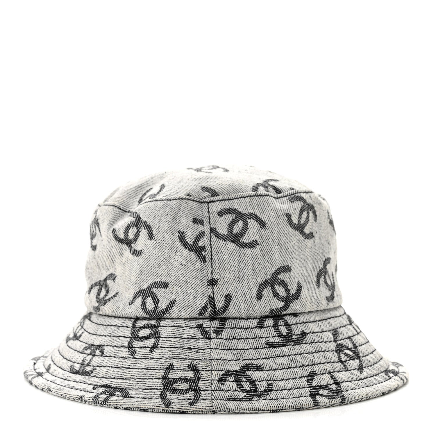 Chanel Denim CC Bucket Hat M White Black 5 of 10