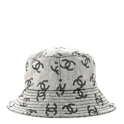 Chanel Denim CC Bucket Hat M White Black 5 of 10