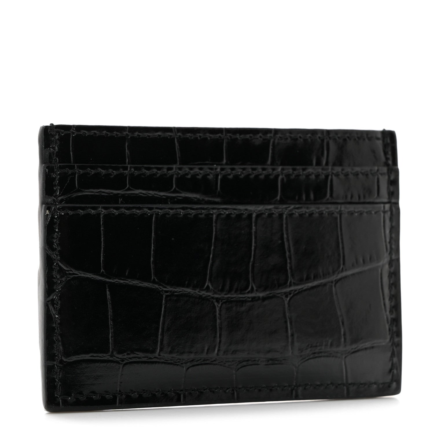 Versace Calfskin Crocodile Embossed Greco Goddess Card Holder 3 of 7