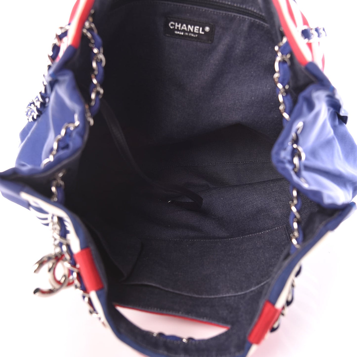Striped Canvas CC Large Shopping Tote Blue Red White