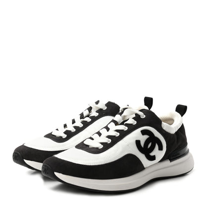 Chanel Nylon Suede Calfskin CC Sneakers 39 White Dark Grey 3 of 8