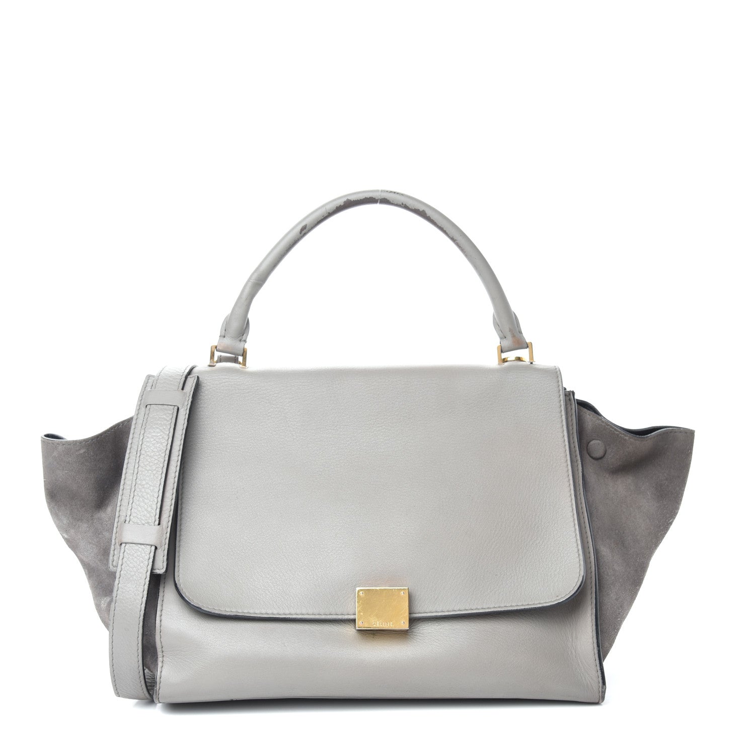 Celine Drummed Calfskin Suede Medium Trapeze 1 of 13