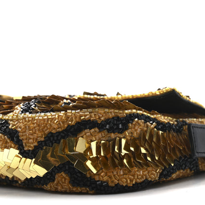 Fendi Sequin Beaded Baguette Gold Brown 9 of 10