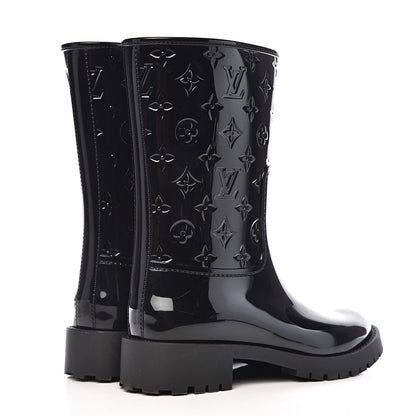 Louis Vuitton Rubber Embossed Monogram Drops Flat Half Boots 40 Black 4 of 9