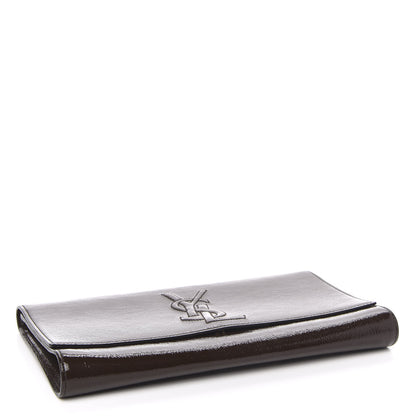 Saint Laurent Textured Patent Calfskin Large Belle De Jour Clutch Dark Brown 4 of 8