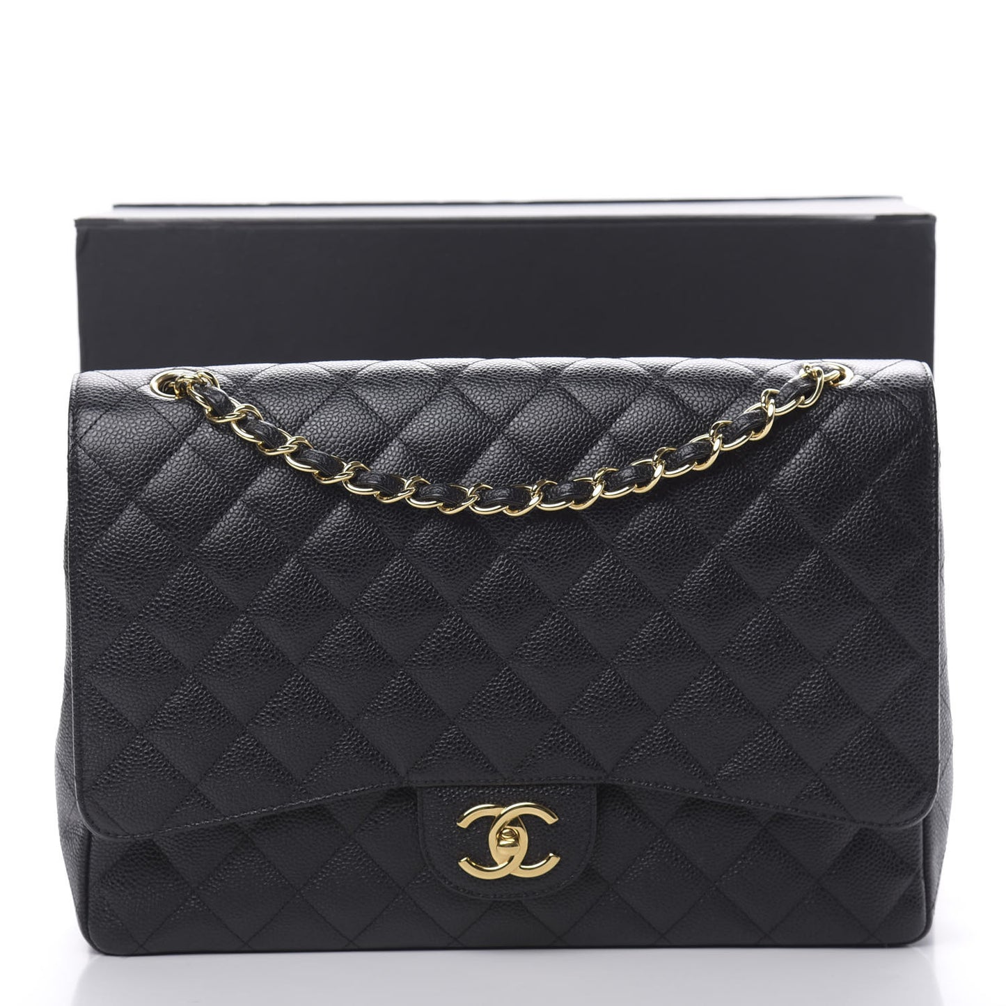 Caviar Quilted Maxi Double Flap Black