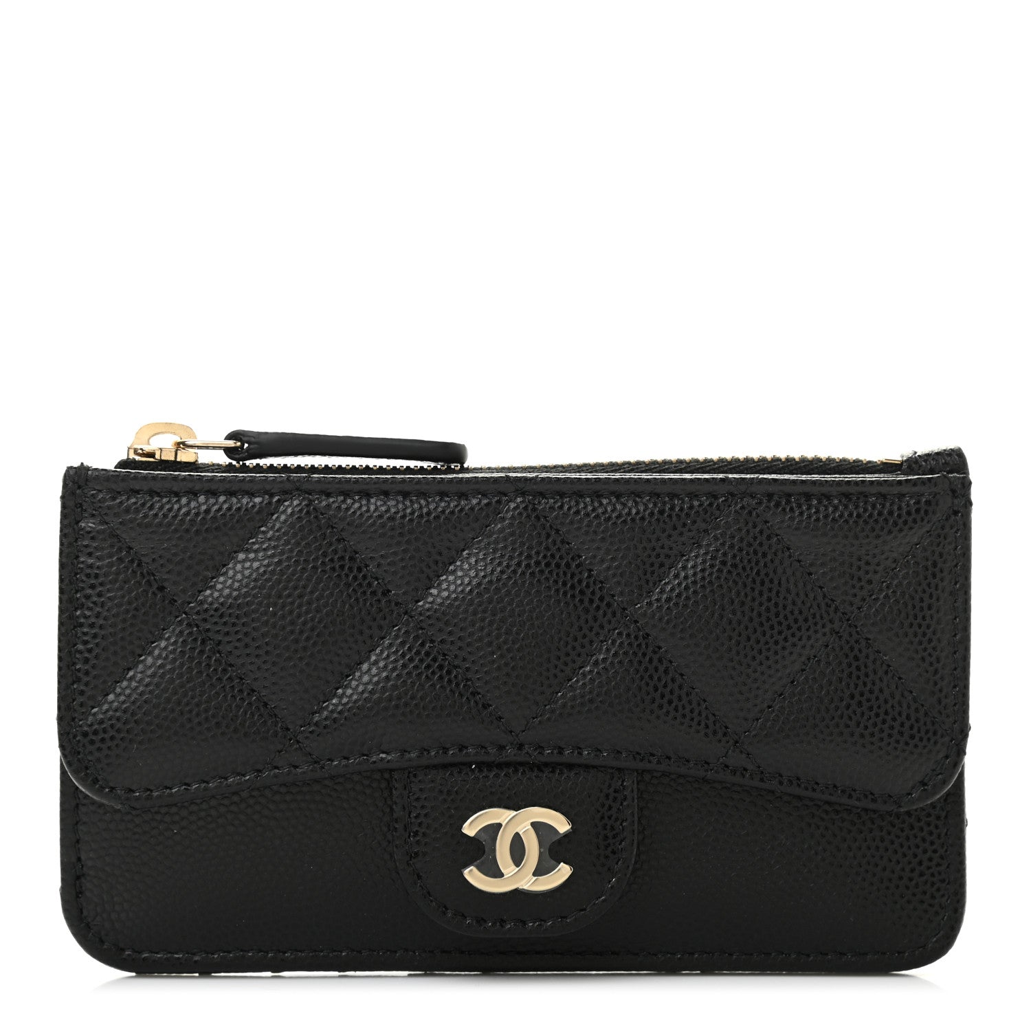 Chanel Caviar Quilted Flap Zip Card Holder Black 1 of 7