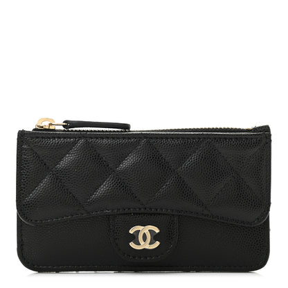 Chanel Caviar Quilted Flap Zip Card Holder Black 1 of 7