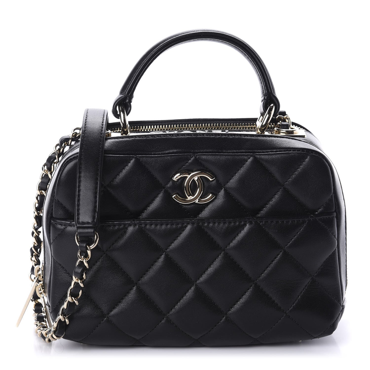 Chanel Lambskin Quilted Small Trendy CC Bowling Bag Black 1 of 13