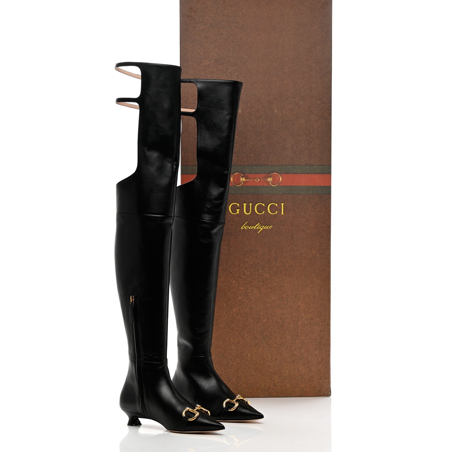 Gucci Nappa Horsebit Over The Knee Boots 35 Black 15 of 15