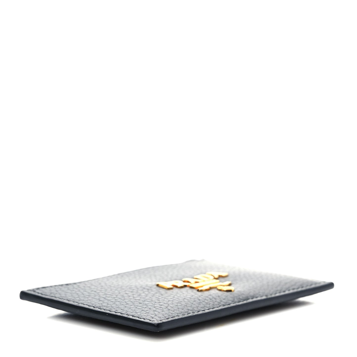 Vitello Grain Metal Card Holder Black