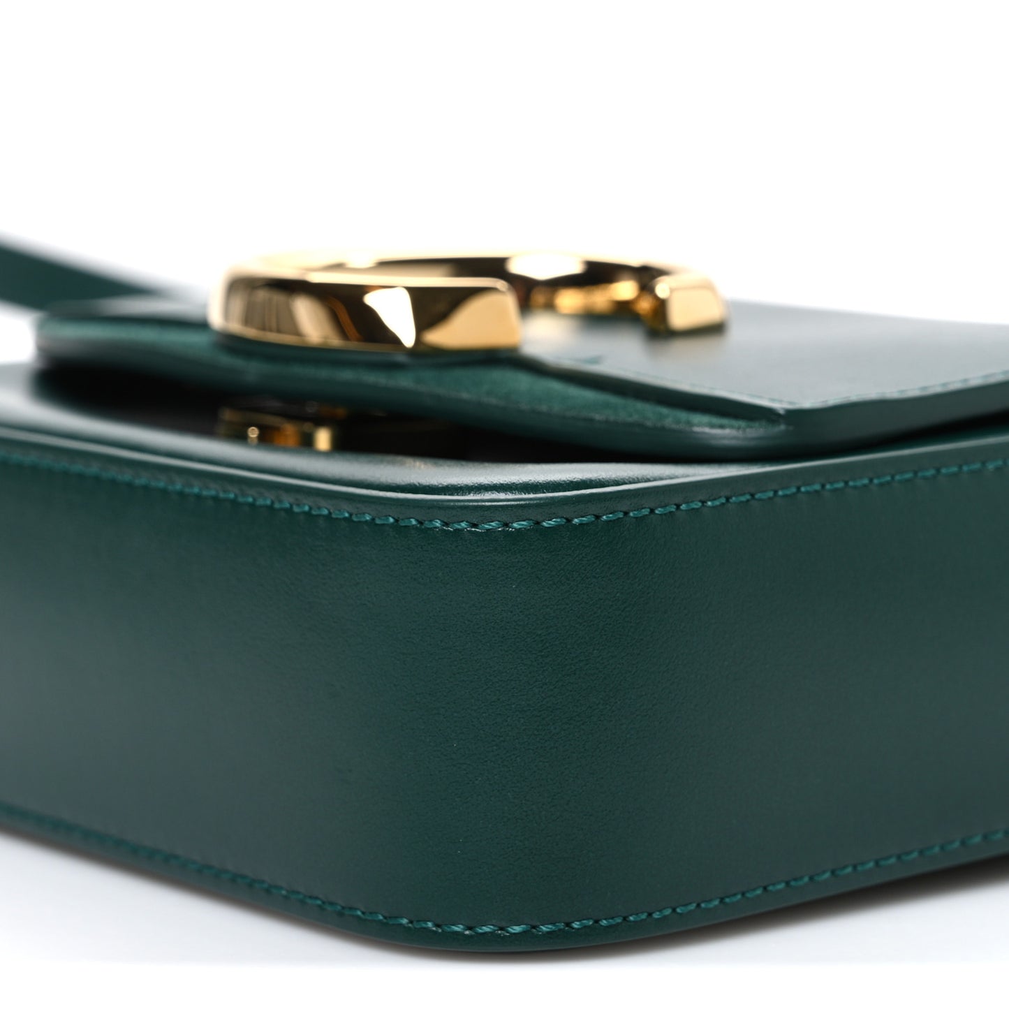 Shiny Calfskin Suede Mini C Double Carry Green