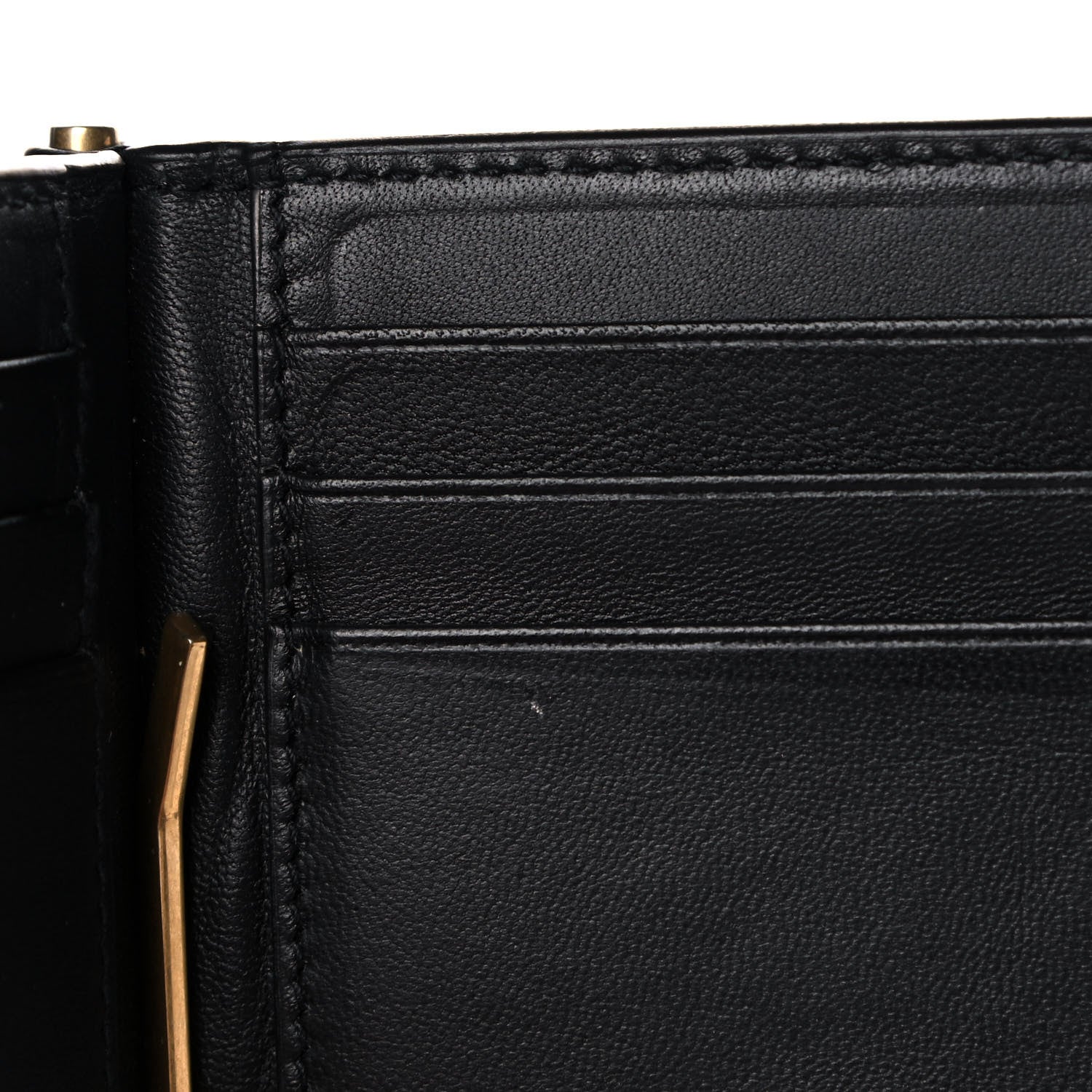 Saint Laurent Calfskin Crocodile Embossed Tiny Monogram Bill Clip Wallet Black 9 of 10