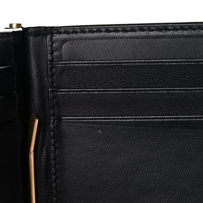 Saint Laurent Calfskin Crocodile Embossed Tiny Monogram Bill Clip Wallet Black 9 of 10