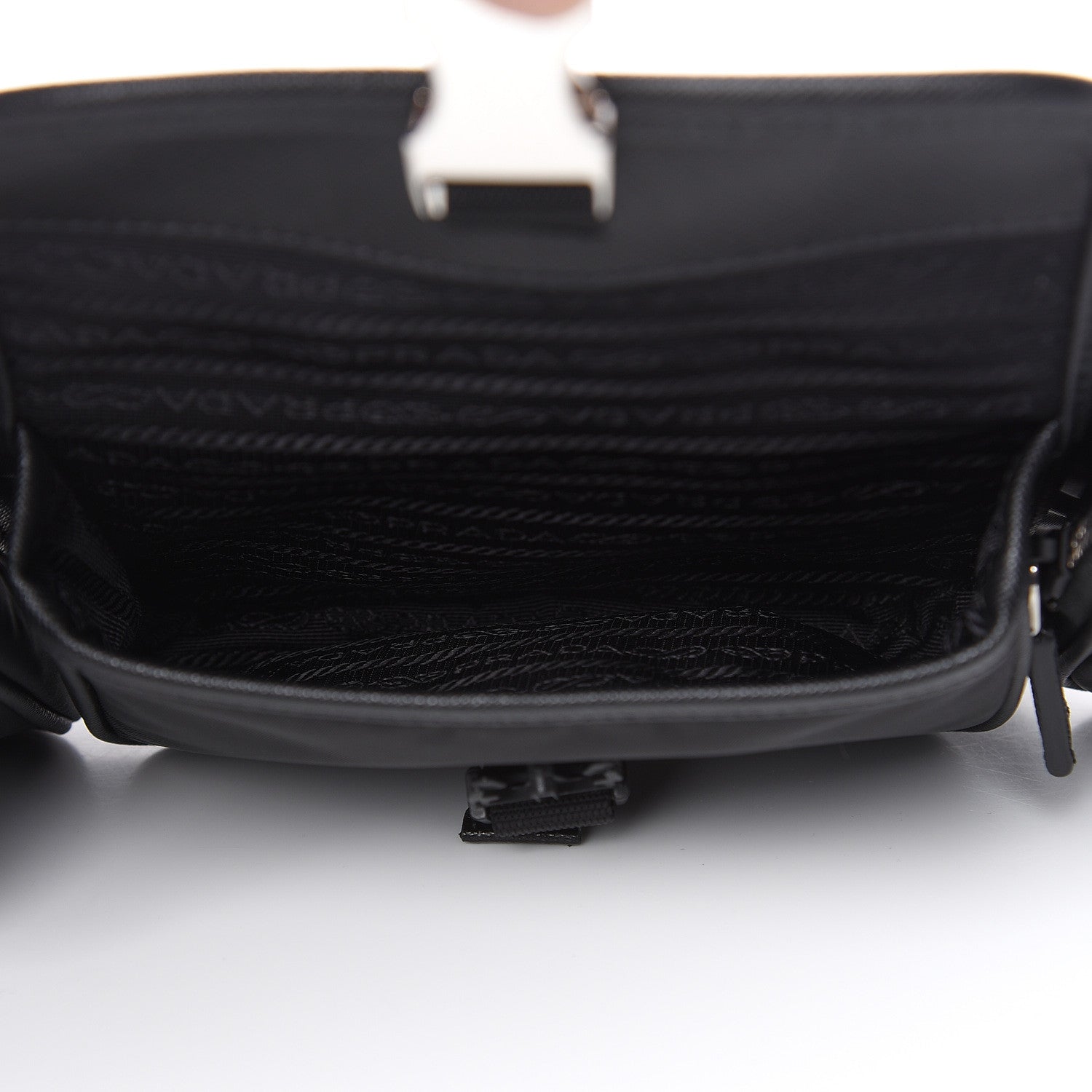 Prada Tessuto Nylon Saffiano Marsupio Triple Pocket Belt Bag Black 9 of 9