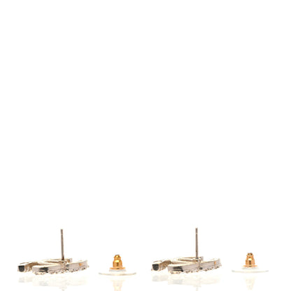 Chanel Metal Graduated Pearl Crystal CC Earrings Light Gold 3 of 5