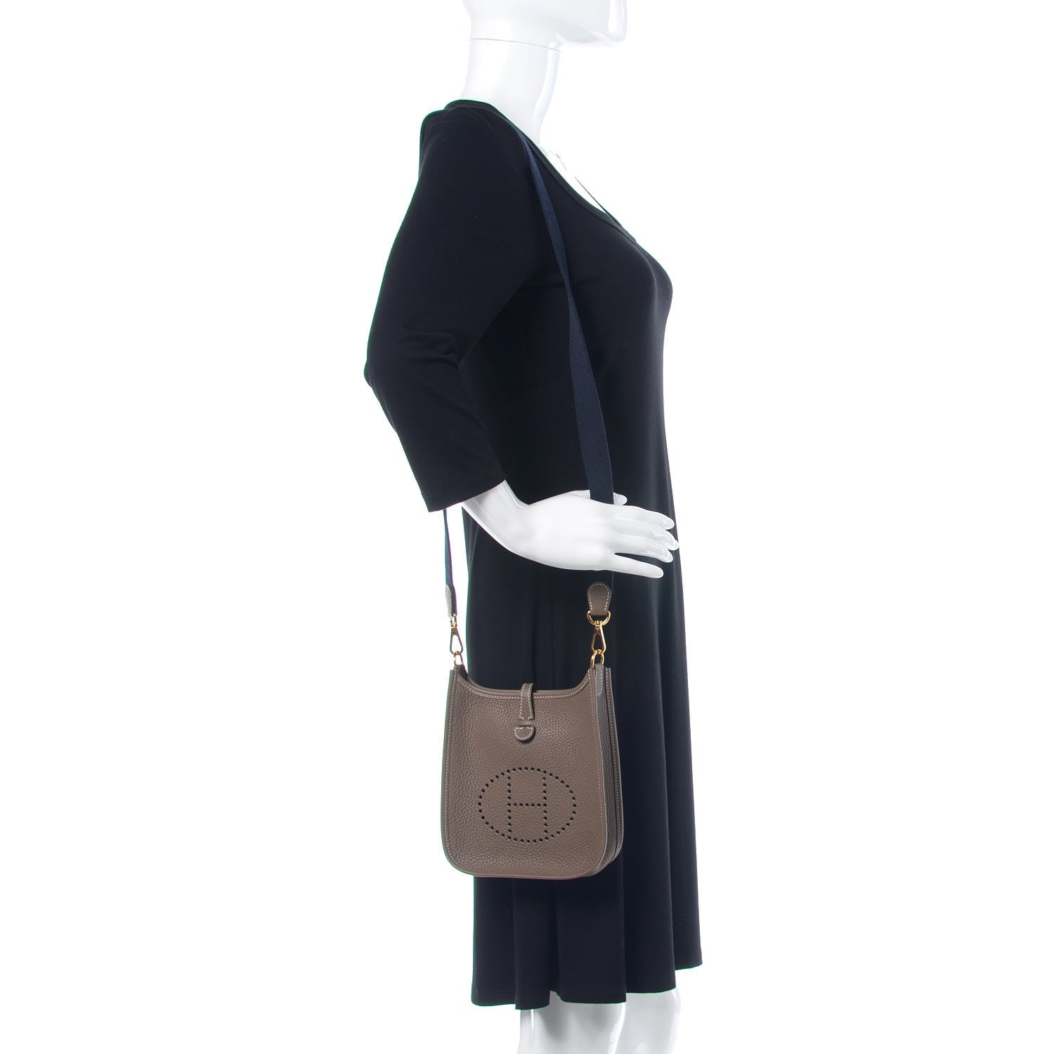 Hermes Taurillon Clemence Amazone Evelyne TPM Etoupe Bleu Indigo 2 of 10