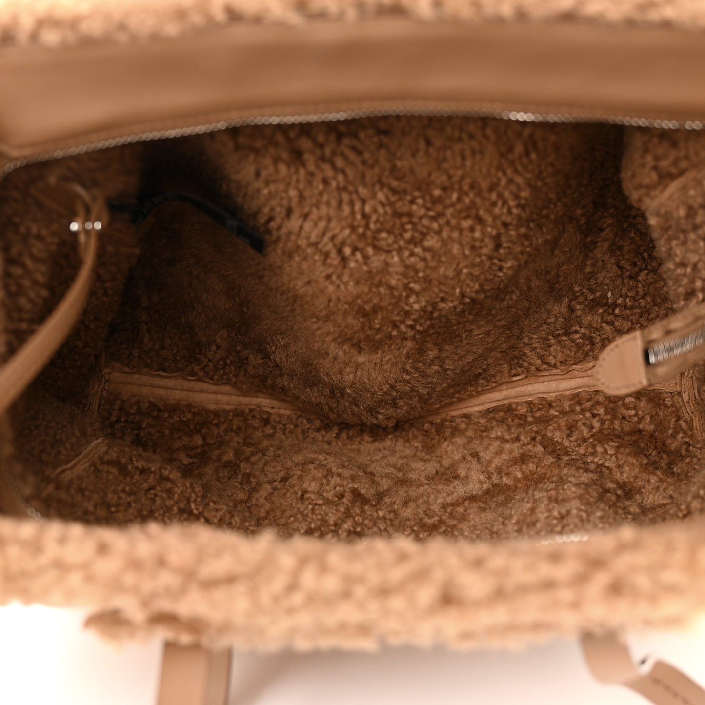 Shearling Suede Shopping Tote Caramel